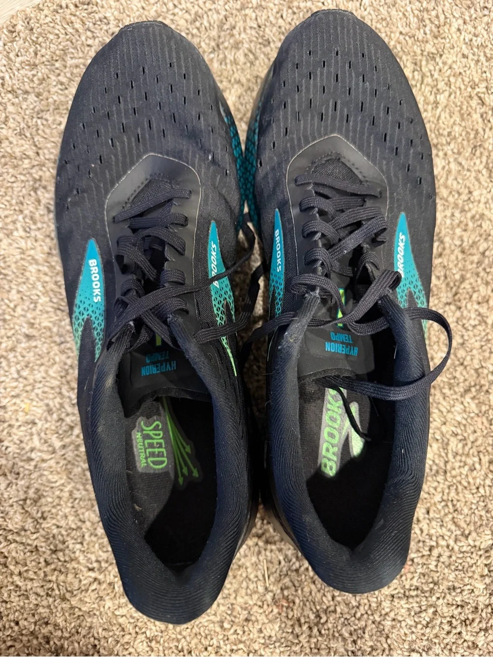 Brooks Hyperion Tempo Running Shoes Black Green - Men's Size 11.5